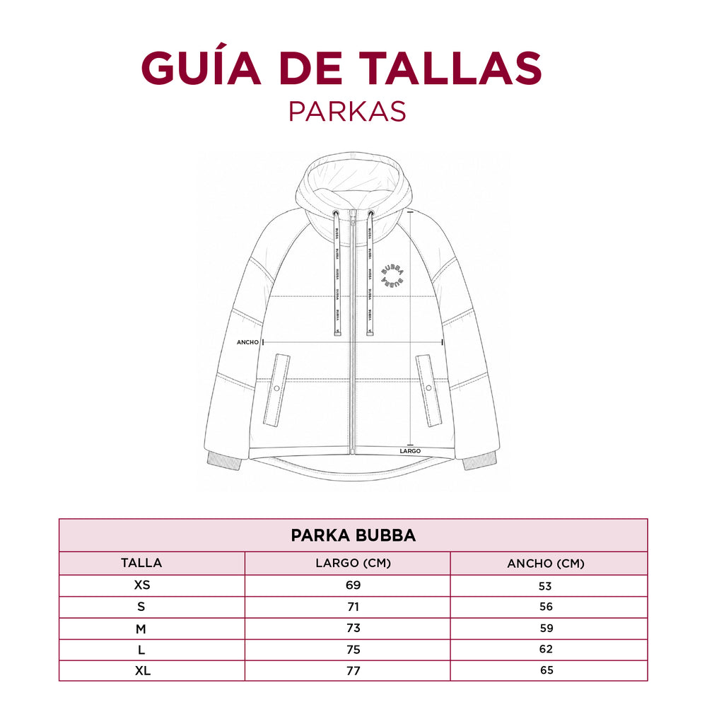 Guía de talla para PARKA